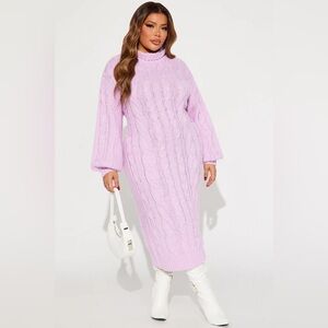 Fashion Nova Shyla Sweater Midi Dress - Lilac